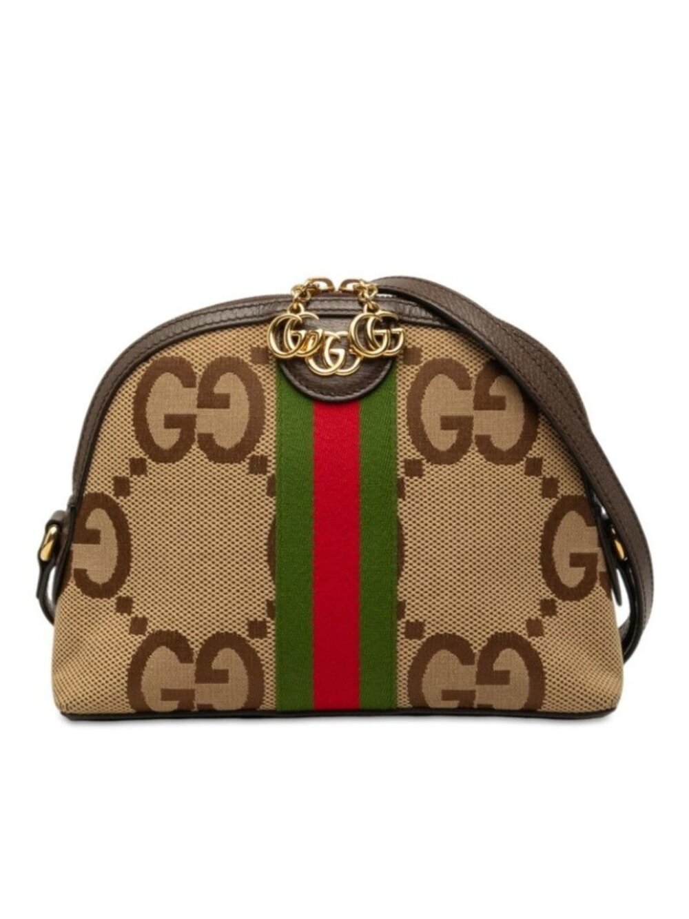 Gucci Ophidia Jumbo GG Crossbody Shoulder Bag Brown Canvas Leather